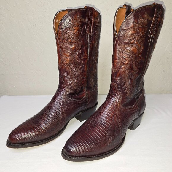 Dan Post Winston Exotic Lizard Western Boots DP 3051R Men's Size 10 1/2 EW - Picture 1 of 12